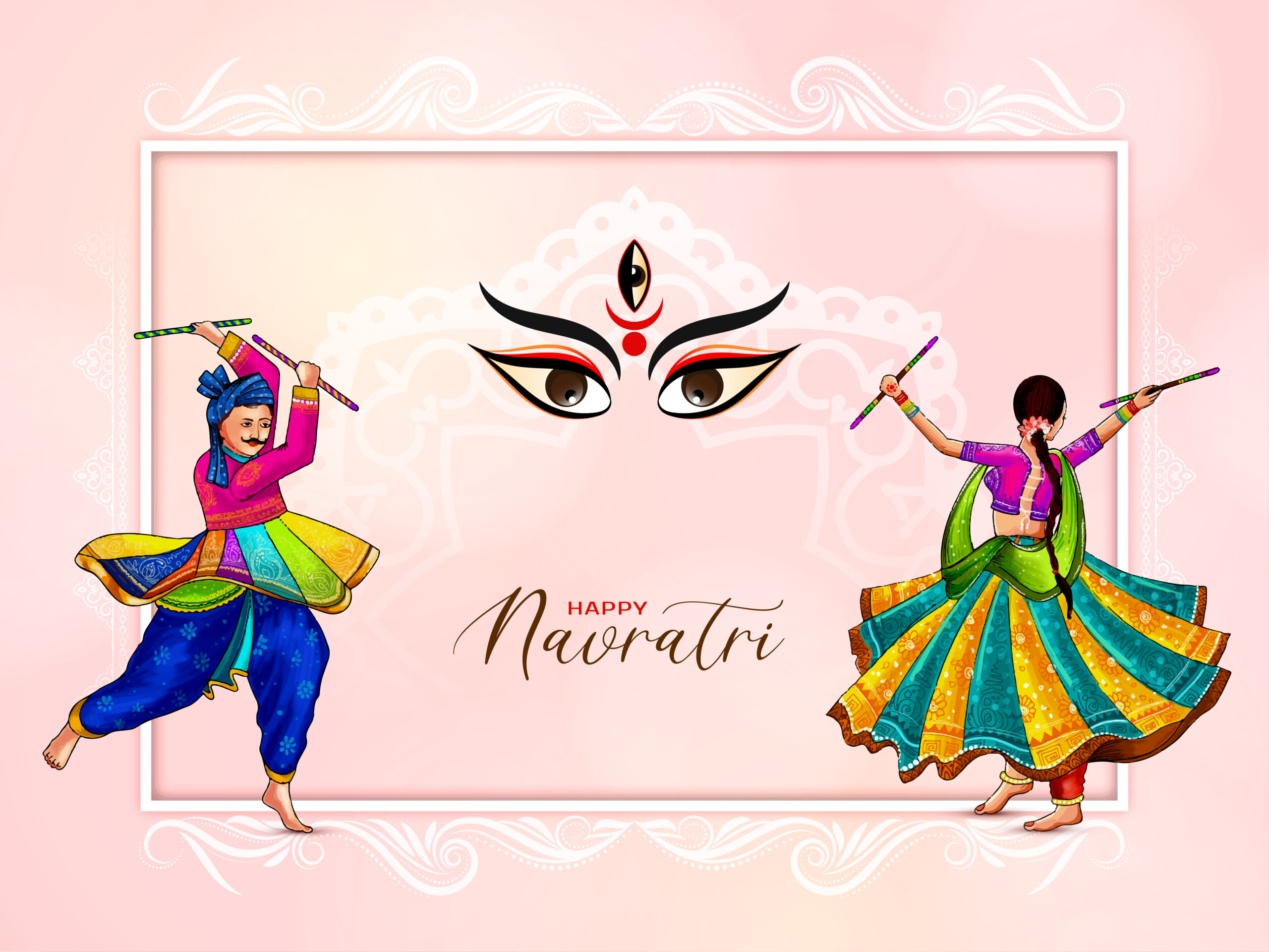 Happy navratri stylish dandiya garba night background vector